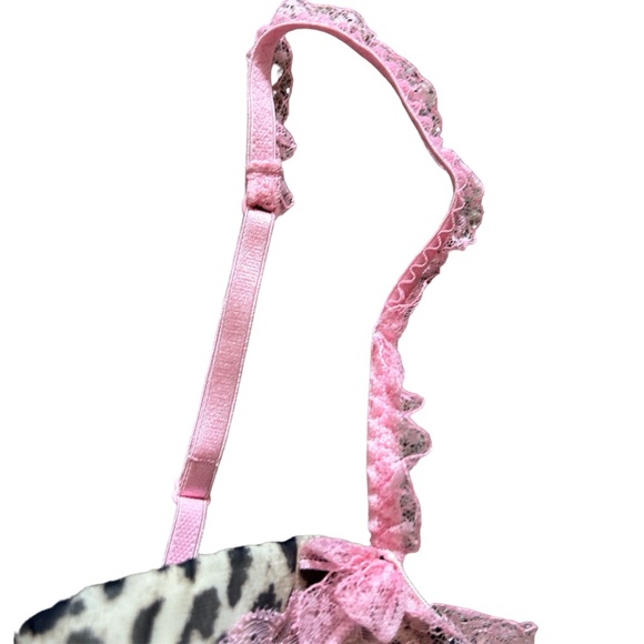 Y2K or Gyaru La Senza Cheetah Print and Pink Lace Trim Mesh Slip Mini Dress - Picture 7 of 8